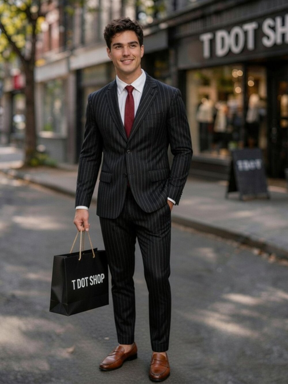 Jack Victor  Chalk Stripe Trim Fit Two Button 41R